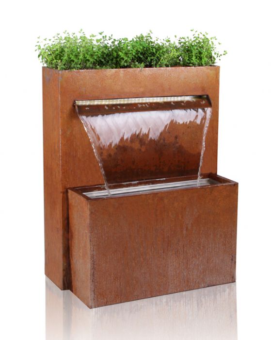 Bepflanzbarer Wasserfall Brunnen Langley Aus Cortenstahl Mit Led Beleuchtung 89cm X 72cm 459 99